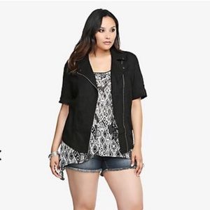 Torrid linen blend shirt sleeve moto jacket